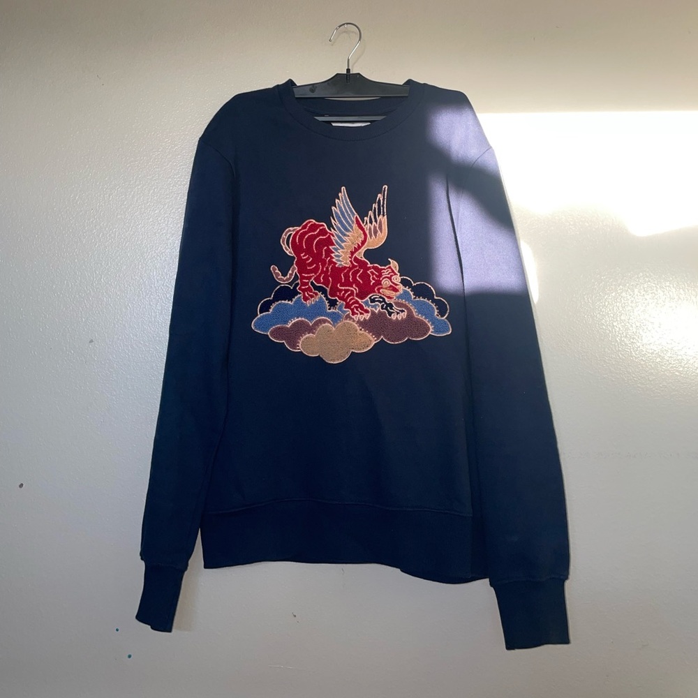 Eleven Paris Navy Sweater with Red Embroidery